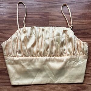 Baby Yellow Satin Crop Top